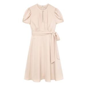 Gal Meets Glam Marilyn Dress Cream Pink Pleated Keyhole Tie Waist Coquette Sz 8